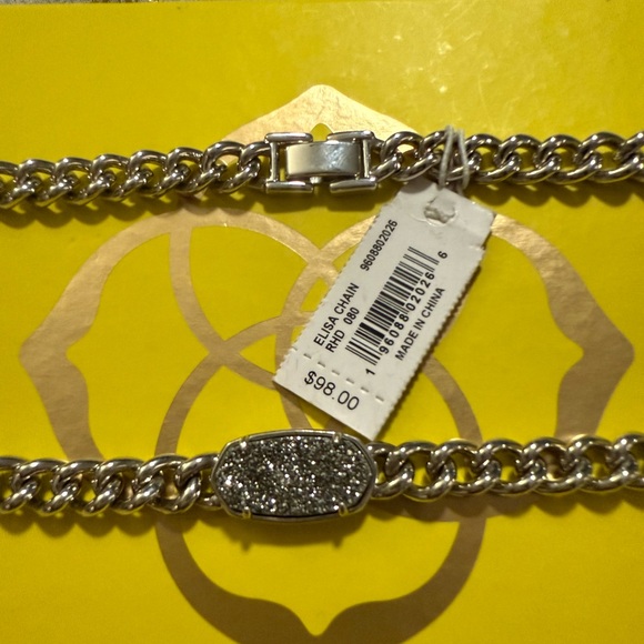 Kendra NWT Scott Silver Elisa Thick Chain Style Necklace with Platinum Druzy - Picture 3 of 8